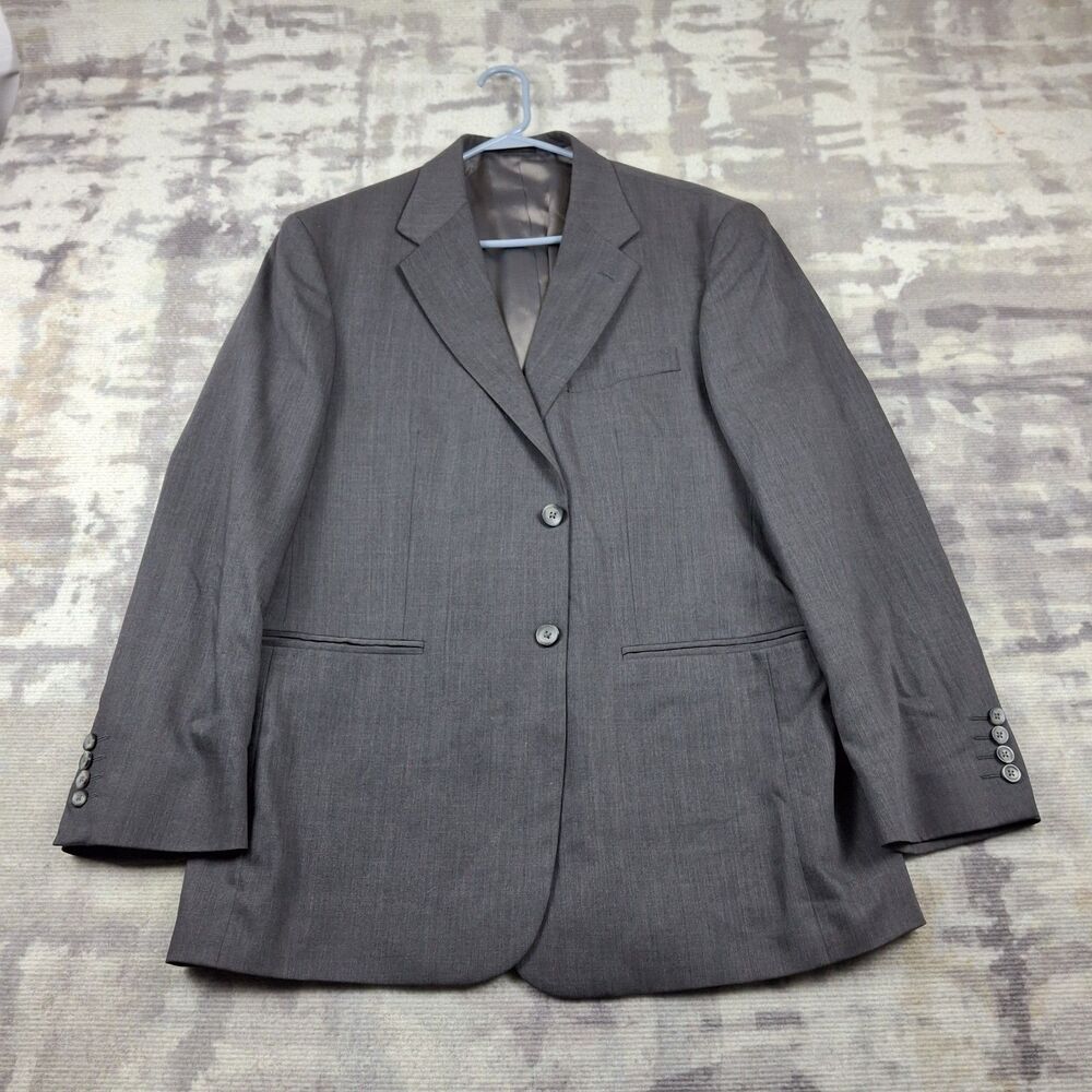 J. Ferrar 100% Wool Suit 34x30 Men's 2 Piece Grey Heather Blazer  Pants 42R